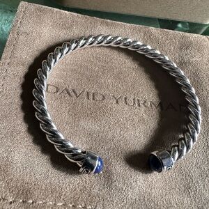 David Yurman men’s Silver Cable cuff Bracelet with Blue Accents